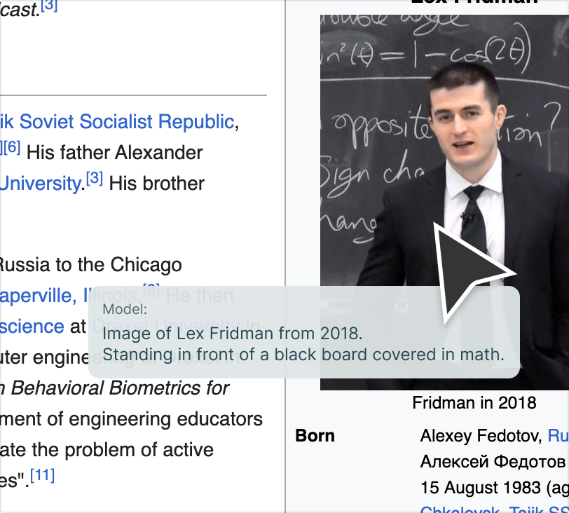 AI cursor describing a photo